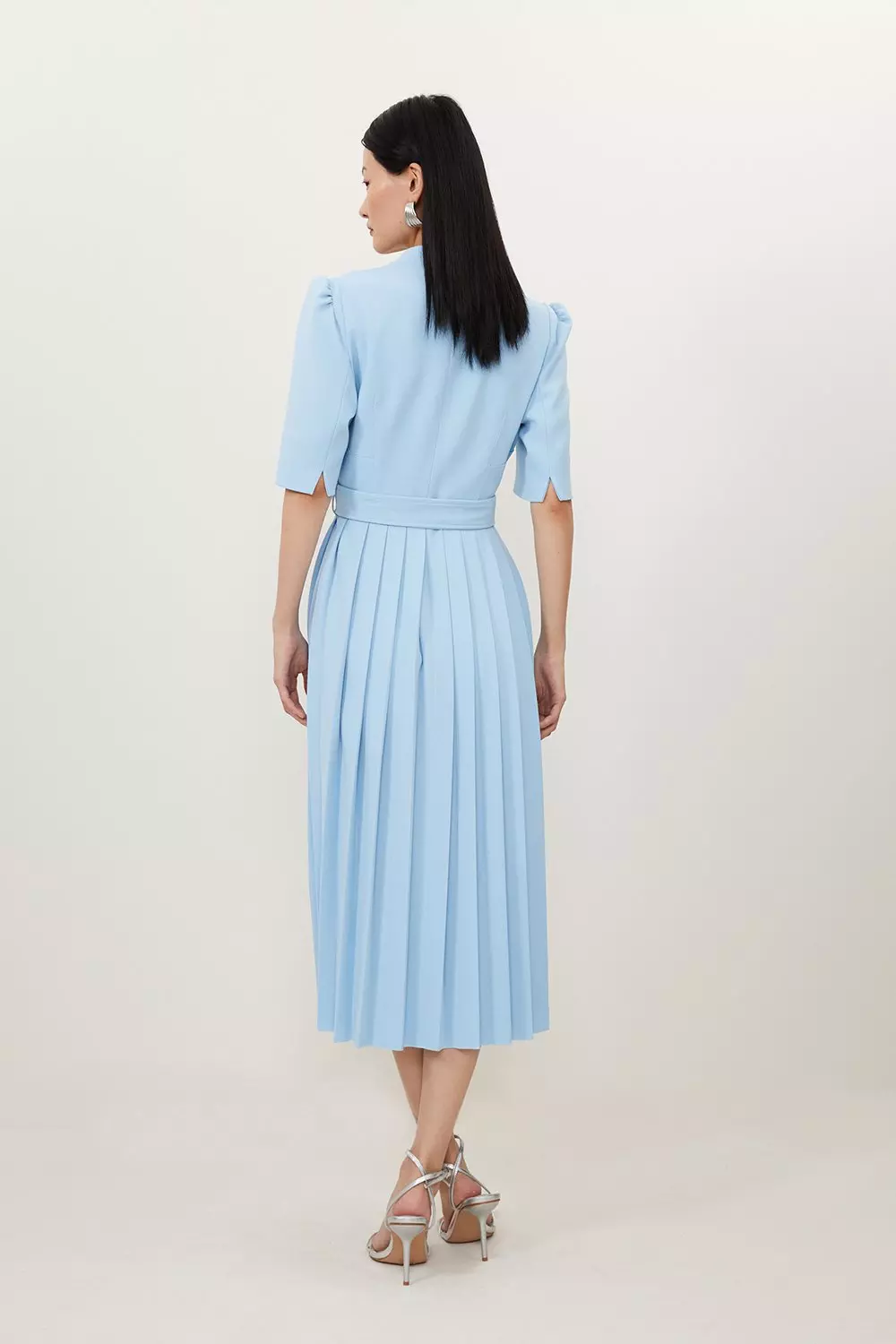 Structured Crepe Forever Pleated Midi Dress | Karen Millen